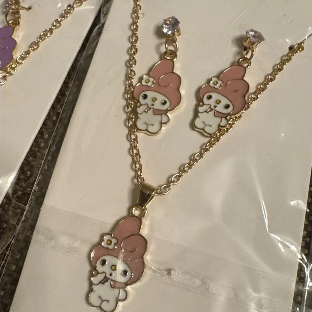 3242-Matt Fun Items- Earrings & Necklace Set Price For 1 Set